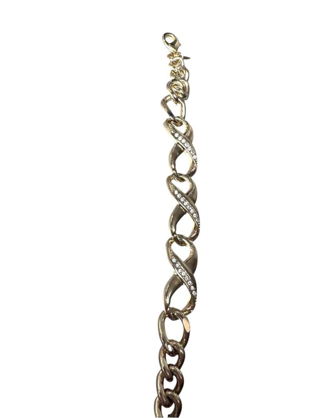Avon SAQ Gold Tone Crystal Ribbon Link Bracelet - Picture 5 of 6
